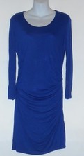 MNG by Mango Ladies 3/4 Sleeve Shirred Dress Blue Size Small (S) NWT