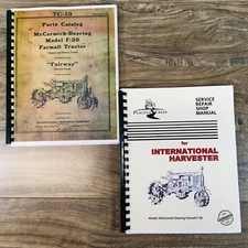 McCormick Deering Farmall F-20 Tractor Service Parts Manual Set Repair Catalog 