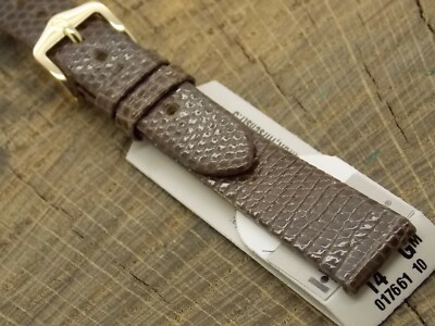 Vintage Hirsch NOS Brown Lizard w Gold Tone Buckle 14mm Unused Watch Band