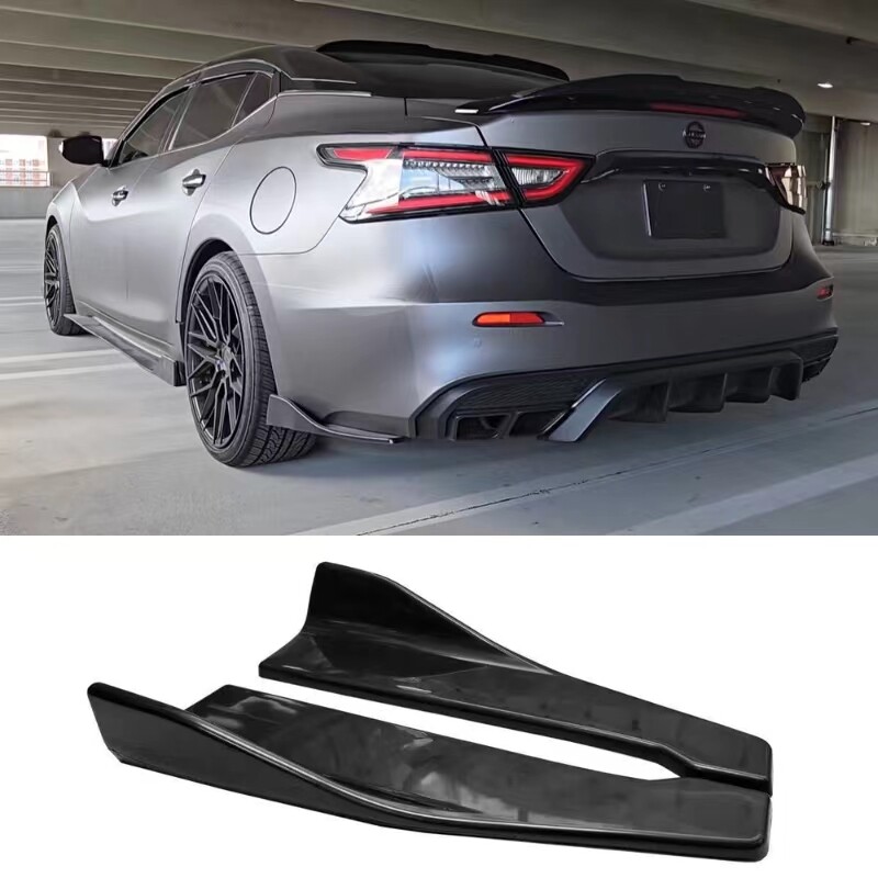 For Nissan Maxima Altima Glossy Black Rear Bumper Diffuser Side Splitter Spats