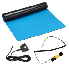 11"x18" Anti Static Mat Kit with ESD Wrist and Ground Wire, Sky Blue