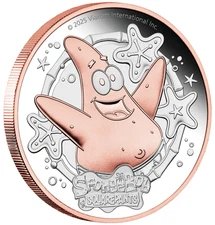 2025 SPONGEBOB SQUAREPANTS 2oz SILVER PROOF PINK GILT $2 COIN Patrick Star House