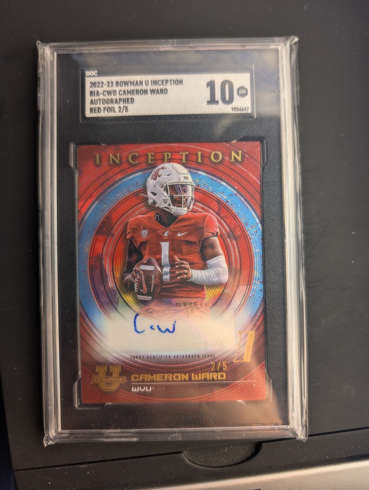 Cameron Cam Ward Red Auto /5 2022 Bowman Chrome U Inception University Gem Mint