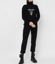 Maglione pullover girocollo sottile lana nero PRADA Milano originale donna - 38