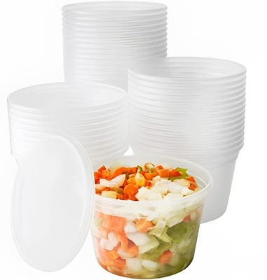 Deli Grade Bpafree 16oz Plastic Containers With Lids 48ct. Leakproof Microwavabl