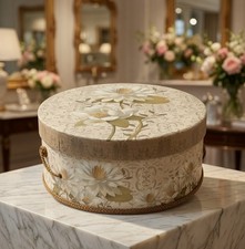 Tri-Coastal Design Carol Robinson Water Lily Floral Round Hat Box 12" EXC
