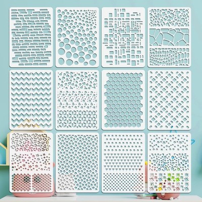 OOTSR 12Pcs Drawing Painting Stencils, Drawing Template Stencil for Crafts Re...