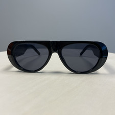 Mens Black Rectangle Sunglasses Gray Tinted P...