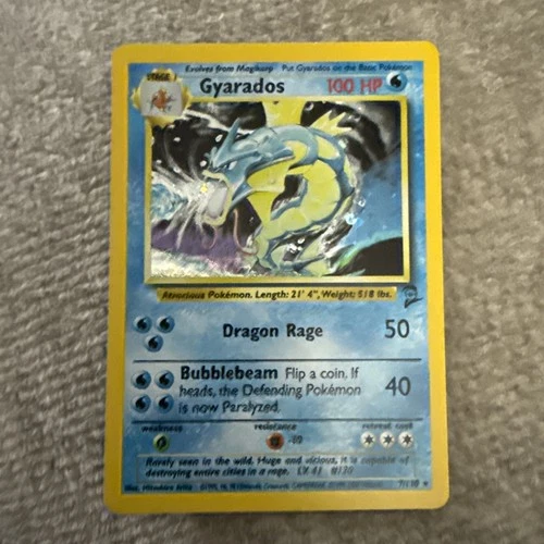 Pokemon Gyarados Holo Rare 7/130 Base Set 2 NM 1999 TCG WOTC Vintage Card