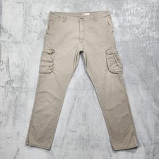 Wrangler Pants Mens 40x32 Beige Regular Taper Cargo Stretch Workwear Tapered