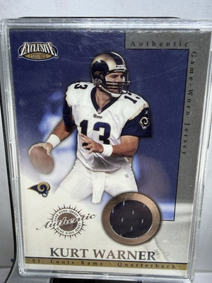 #ad KURT WARNER 2002 Pacific Exclusive Game Worn Jersey #43 Rams $9.00