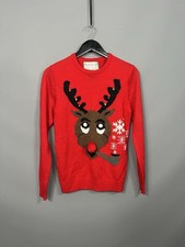 REINDEER CHRISTMAS Jumper - Size XS - Red - Great Condition - Men  s