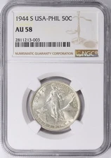 1944-S U.S. Philippines Fifty Centavos NGC AU-58 Sch-21