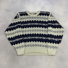 Vintage Knitted Jumper Abstract Patterned Grandad Knit Sweater Men's Xl