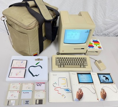 Apple Macintosh 128k M0001 - Fully Serviced, Working - Keyboard Mouse Bag Disks