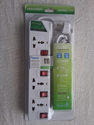 power strip , 2usb + 4 socket, 3 m cable