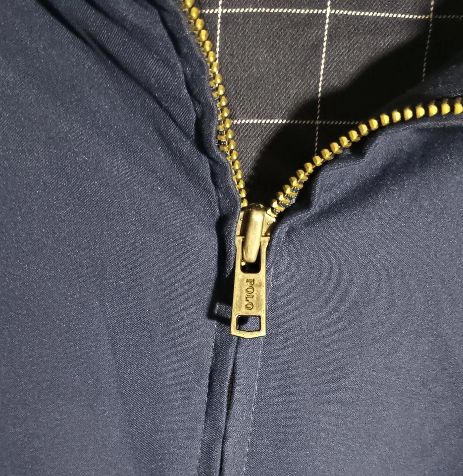 Vtg Polo Ralph Lauren Men's Bi Swing Harrington Navy Blue Plaid Lined Jacket XXL - Image 4 of 4