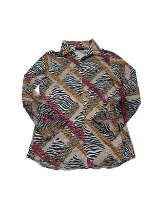 David Cline Women s M Blouse Link Poly Blend  Long Roll Tab Sleeve Snap Top