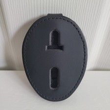 PERFECT FIT Law Enforcement Black Leather Badge Holder Clip