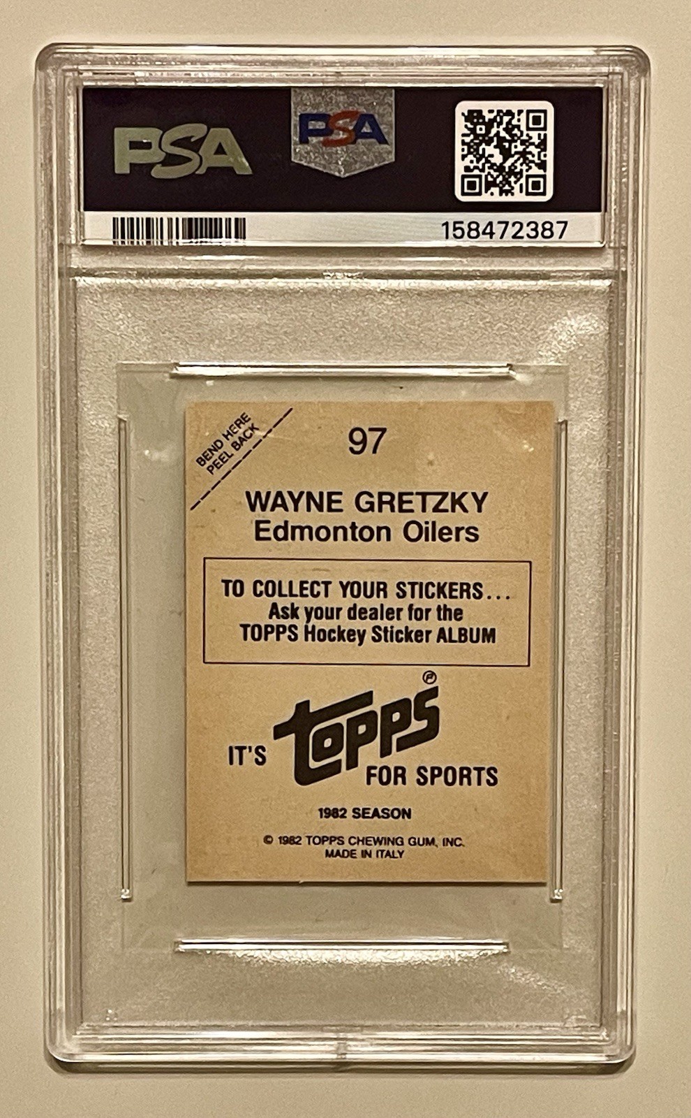 1982 Topps Stickers Wayne Gretzky #97 PSA 8 NHL Oilers view 2