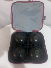 Henselite SuperGrip Lawn Bowls + Taylor Double Decker Bag Set Of Four Size 4 7/8