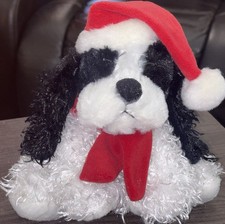 RARE Ganz Webkinz Holiday Cocker Spaniel Black White Plush Dog 7" US30