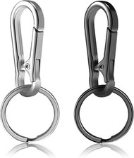 2pcs Metal Keychain Rings, Sturdy Key Chain Ring Carabiner Clip, Key Holder