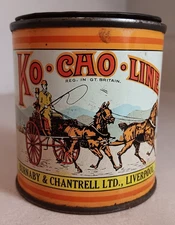 VINTAGE KO CHO LINE HORSE SADDLE PRESERVATIVE PAINTED TIN VETERINARY KO CAO CAN