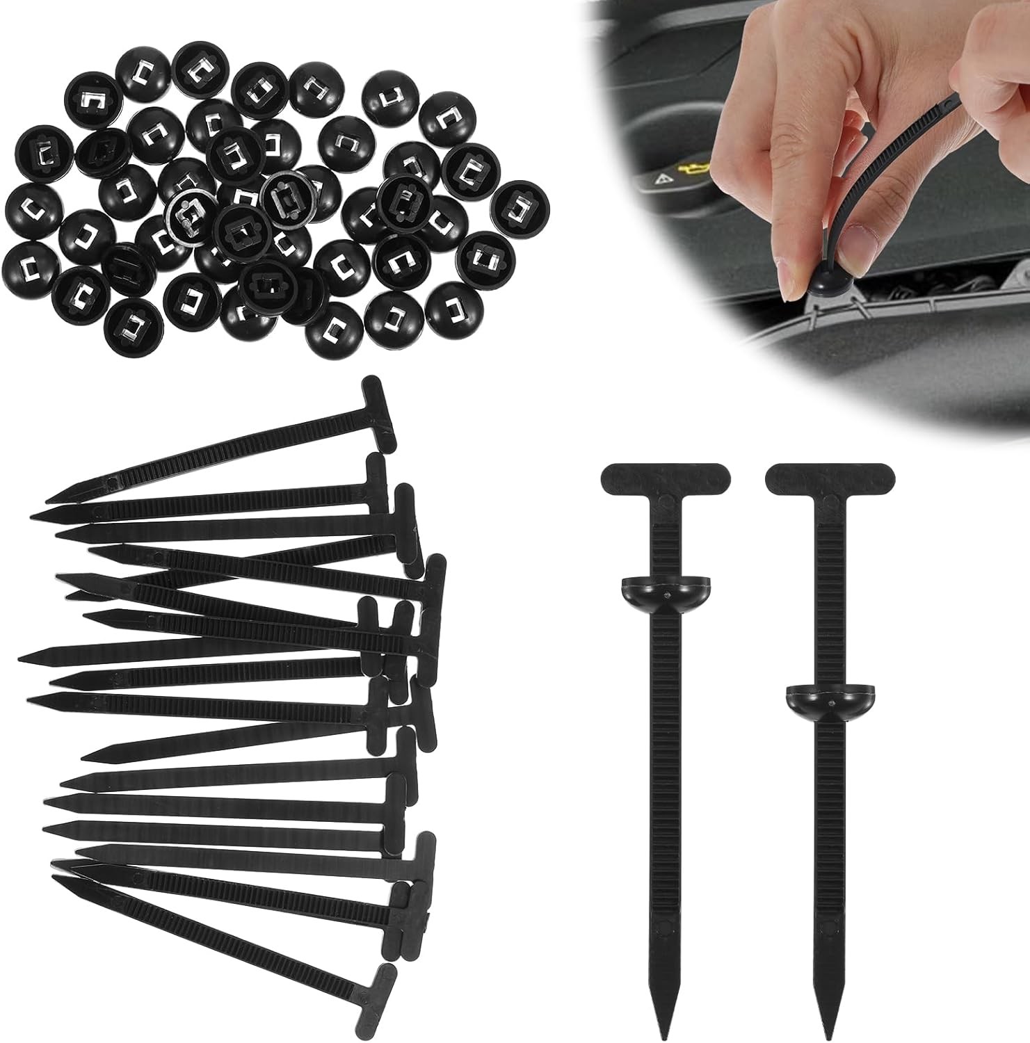 50 Pcs Nylon Universal Cable Tie Buckle, Heavy Duty Self-Locking Zip Ties Holde