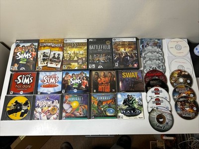 PC GAME LOT 28 Discs - Civilization Sims Halo WCW Battlefield Fallout - NO CODES