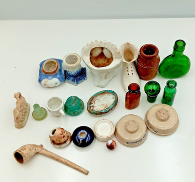 Antike Schlammlerchen Fundstücke Restposten X21 Keramik Glas Kurioses Fluss Relikte Vintage