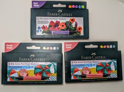 Faber-Castell Pitt Artist Pen Dual Markers, Rich or Pastel Tones NEW SEALED BNIB