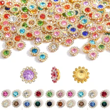 500Pcs Sew on Rhinestone Buttons, 8Mm, Flatback Crystal Flower Bedazzling on Clo