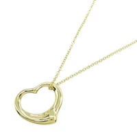 TIFFANY & Co. Elsa Peretti 18K Gold 16mm Open Heart Pendant Necklace