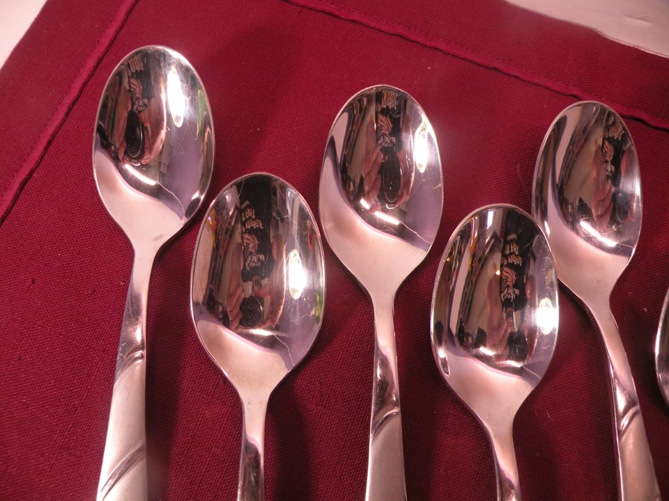 Set of 8 Cambridge Stainless Steel Flatware Teaspoons Kara Sand 7" - Image 2 of 4