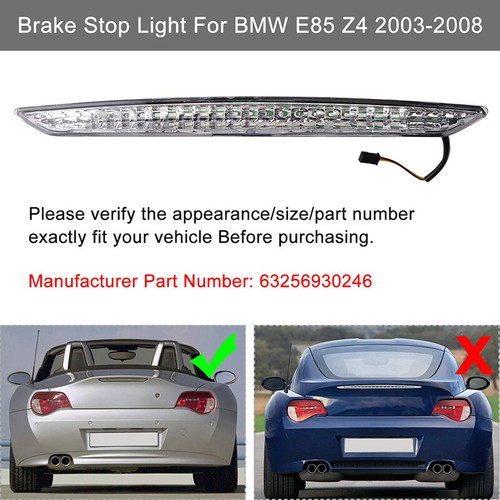 for BMW Z4 E85 2003-2008 Trunk Tailgate 3rd Third Car Red Brake Stop Light Clear - Picture 2 of 9