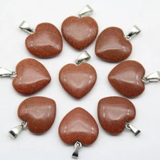 50pcs Natural Gold Sand Stone Heart Gemstone Beads Pendants DIY Jewelry Making