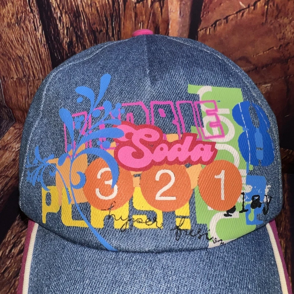 2005 Mattel Barbie SODA 321 Denim Hat Adjustable Strap Pink Blue READ - Image 3 of 4
