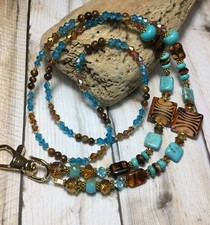 Handmade Tigers Eye Stone Lanyard/Eyeglass Chain/W/Swarovski Elements US