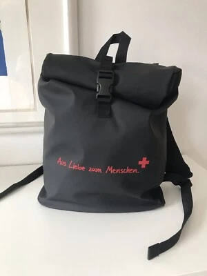 ☀️ SAC À DOS ROLL-TOP ☀️ Noir•« Par amour de l'homme »•100% PU et polyester - Photo 1/4