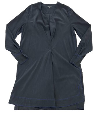 Rag & Bone 100% Silk Dress Size SP Shields Long Sleeved Black Minimalist Modern