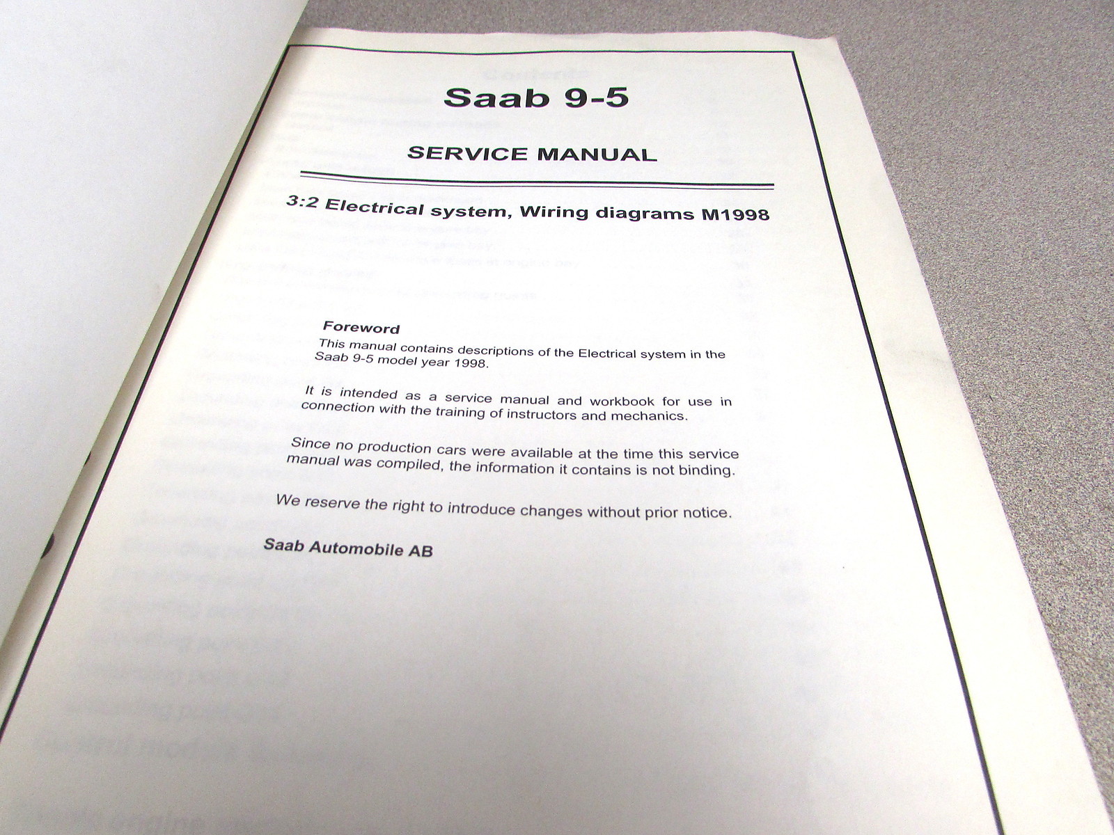 1998 Saab 9-5 Electrical System Wiring Diagrams Service Repair Manual 3:2 |  eBay