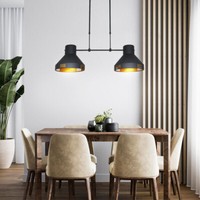 HäNge Leuchte Decken Schlaf Zimmer Schwarz-Gold Lampe Pendel HöHenverstellbar
