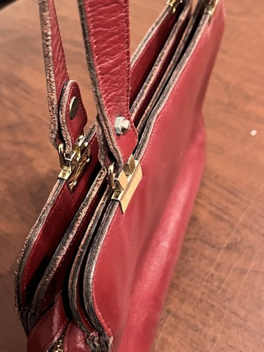 Vintage 70s (?) ETIENNE AIGNER large leather shoulder bag handbag purse oxblood - Picture 7 of 10