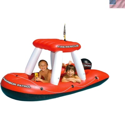 Inflatable Fireboat with Self-Filling Water Gun - Creative Playtime for Children