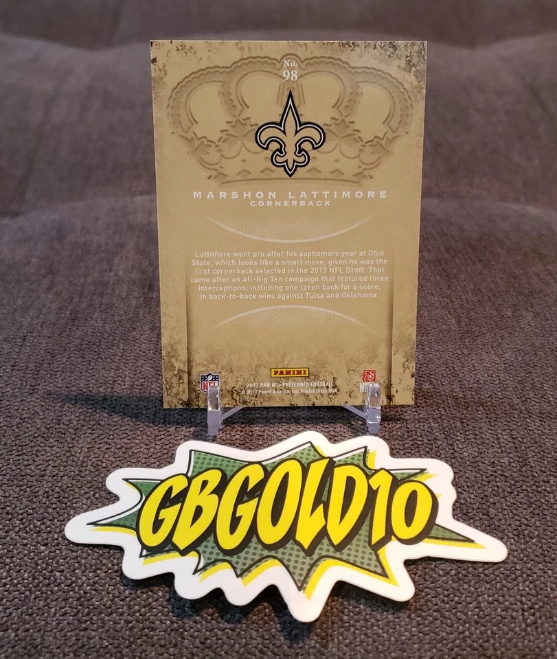 2017 Preferred Crown Royale Rookies Holo Gold /175 Marshon Lattimore Rookie RC - Image 2 of 3