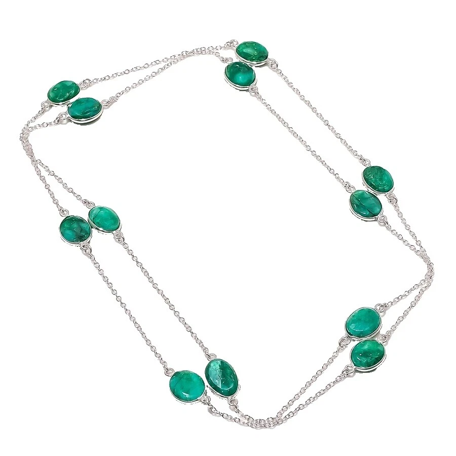 Emerald Cadena Plateado Plata Moda Collares y Colgantes