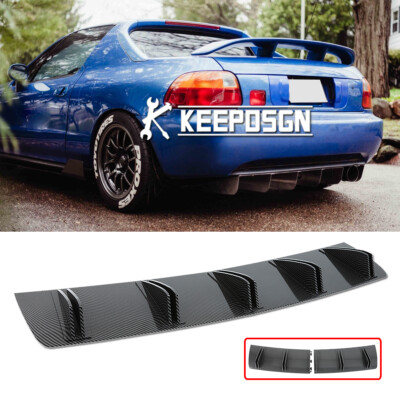 For Honda Civic Del Sol Carbon Look Rear Bumper Diffuser Splitter Shark Fin Chin