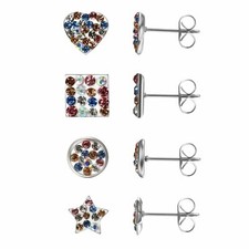2-8pcs Stainless Steel Cubic Zirconia Ear Stud Earrings for Women Men Screw Back