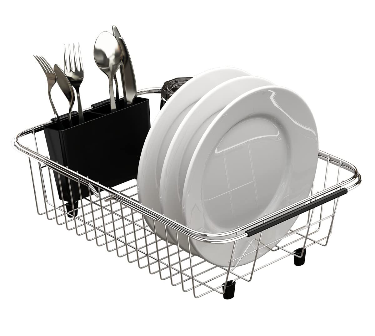 Adjustable Over Sink Dish Rack Stainless Steel Dish Drying Rack On